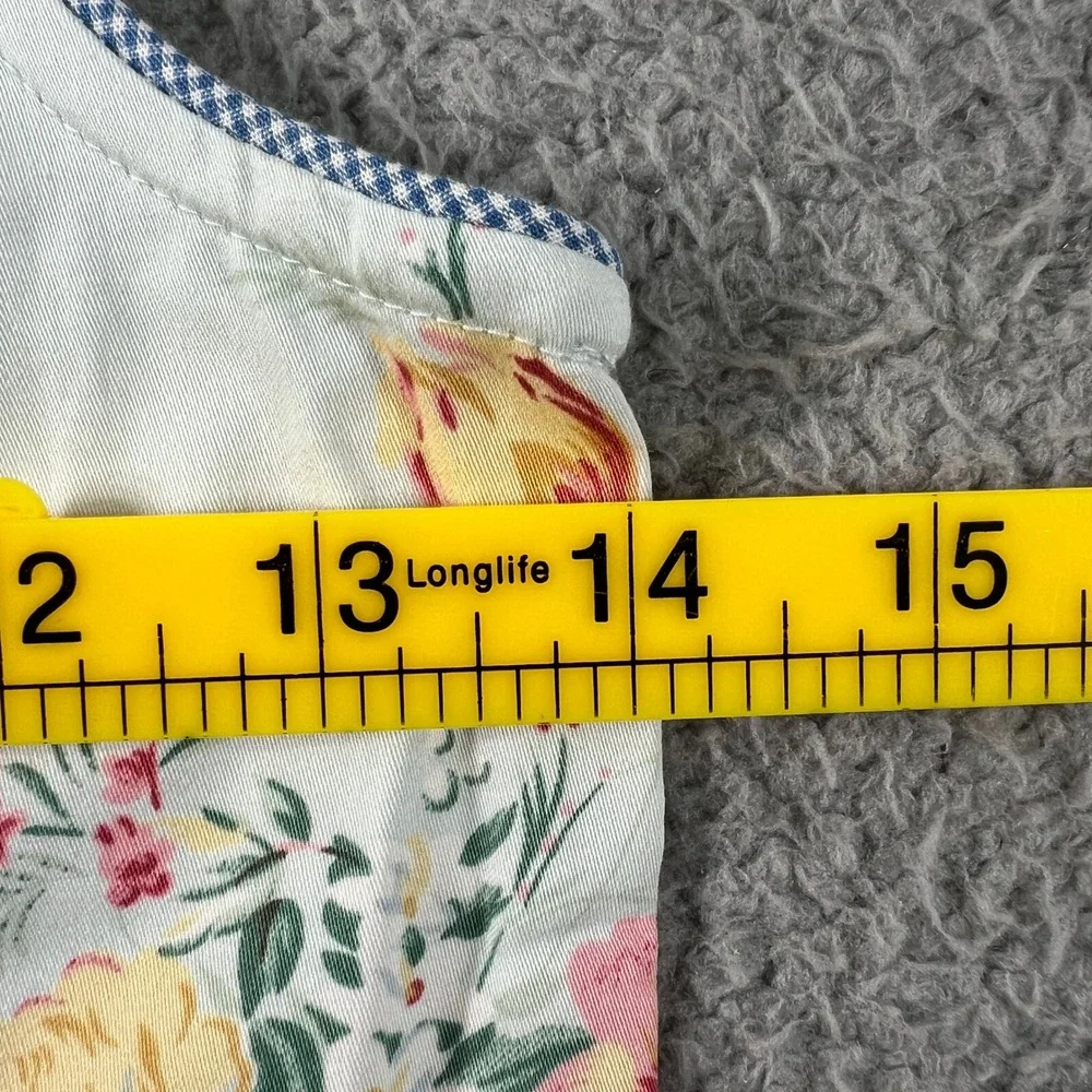 Ralph Lauren Avignon Shirt Girls 6X Mint Green Floral Sleeveless Cotton Gingham